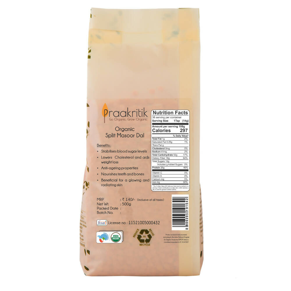 Praakritik Organics Split Masoor Dal