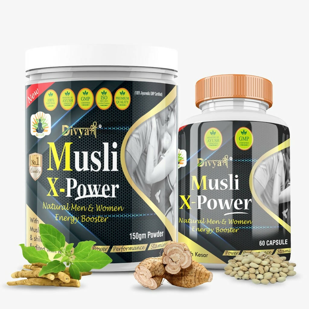 Divya Shree Musli X-Power Capsule, Powder Combo  