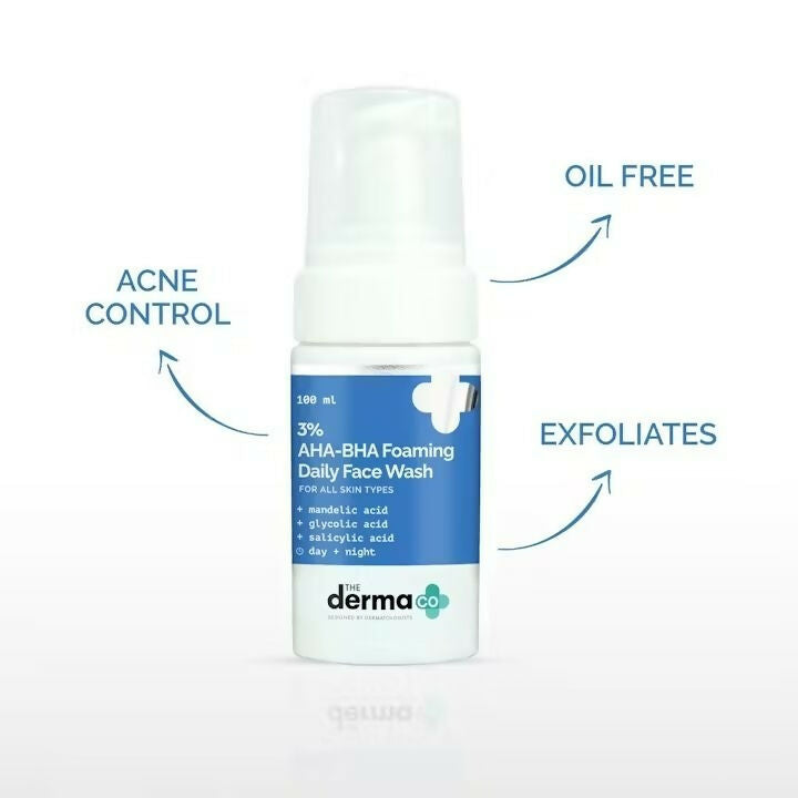 The Derma Co1% Hyaluronic Sunscreen Aqua Gel + 3% AHA+BHA Foaming Daily Face Wash - Drmedicart