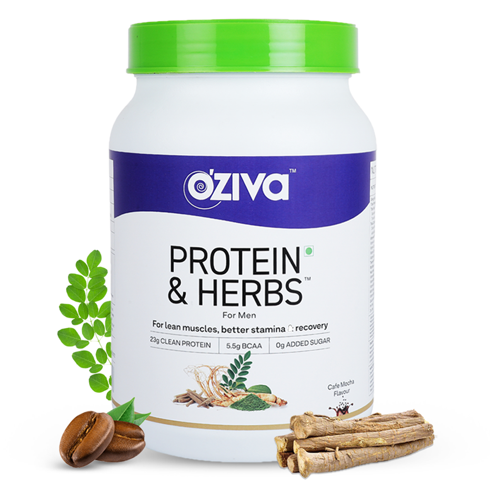 OZiva Protein & Herbs for Men Caf Mocha 31 serving 