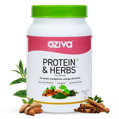 OZiva Protein & Herbs For Women Vanilla Almonds  31  serving