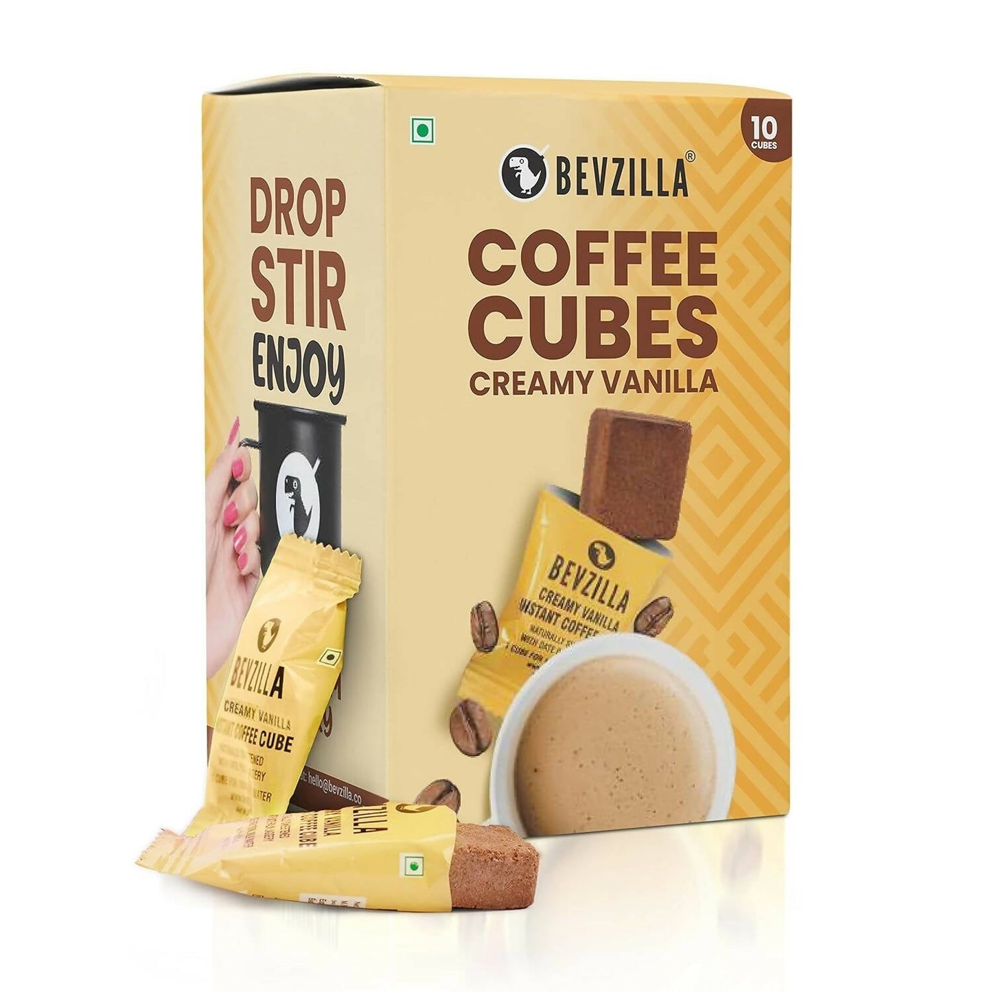 Bevzilla Instant Coffee Cubes Pack with Organic Date Palm Jaggery Creamy Vanilla TrueCure