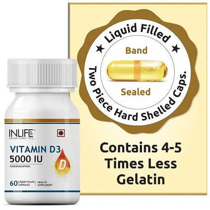 Inlife Vitamin D3 5000 IU Capsules With Gelatin