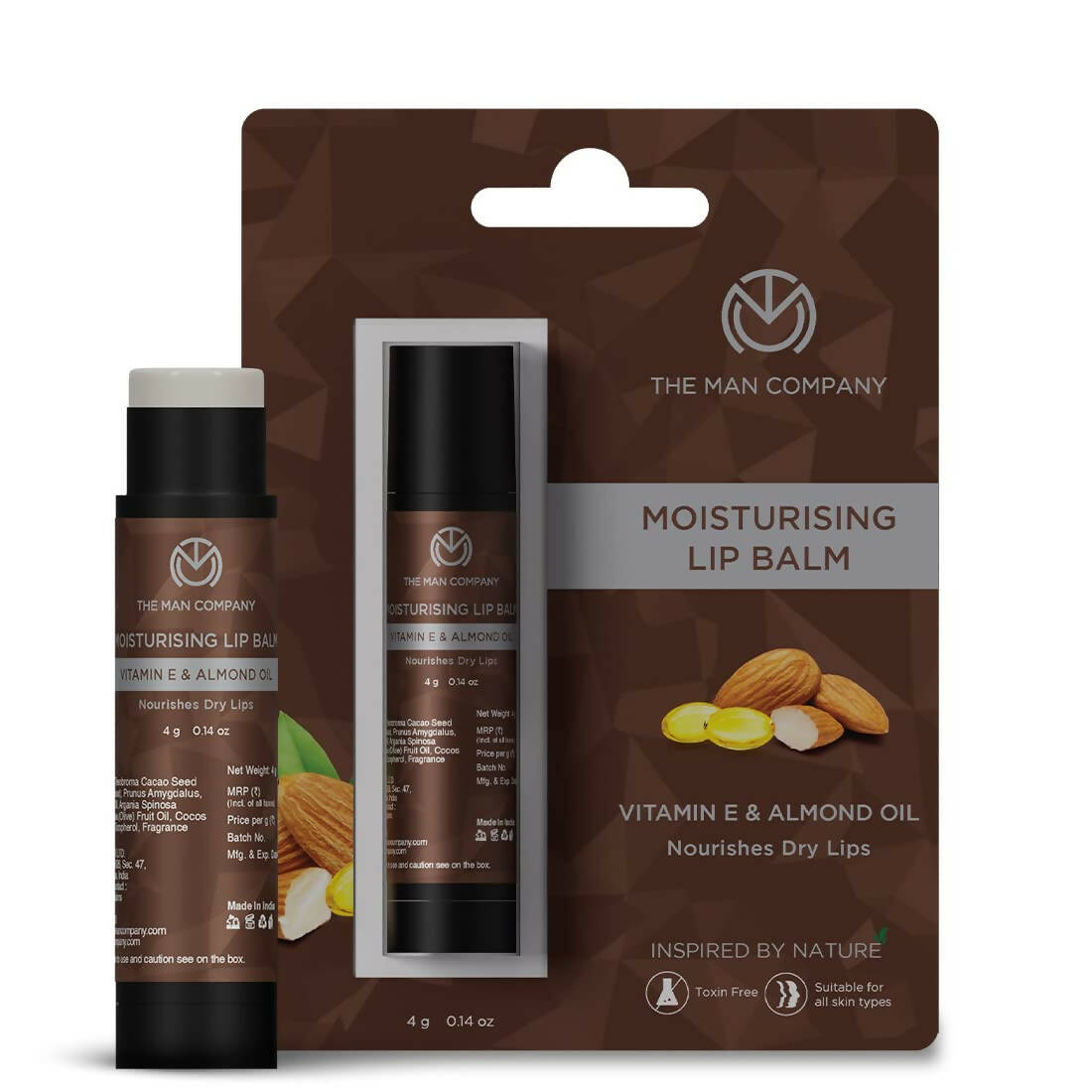 The Man Company Moisturising Lip Balm with Vitamin E, Almond Oil TrueCureN