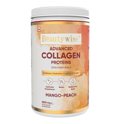 Beautywise Advanced Marine Collagen Anti-Aging Powder Glutathione, HA & Biotin Mango-Peach   