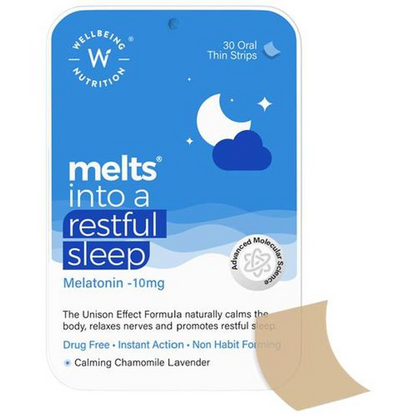 Wellbeing Nutrition Melts Restful Sleep Oral Strips-Calming Chamomile Lavender Flavor TrueCure