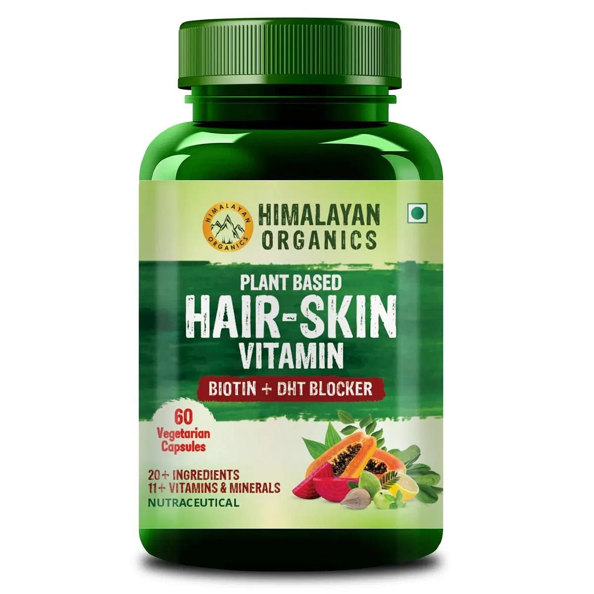 Himalayan Organics Plant Based Hair Vitamin Biotin Vegetarian Capsules