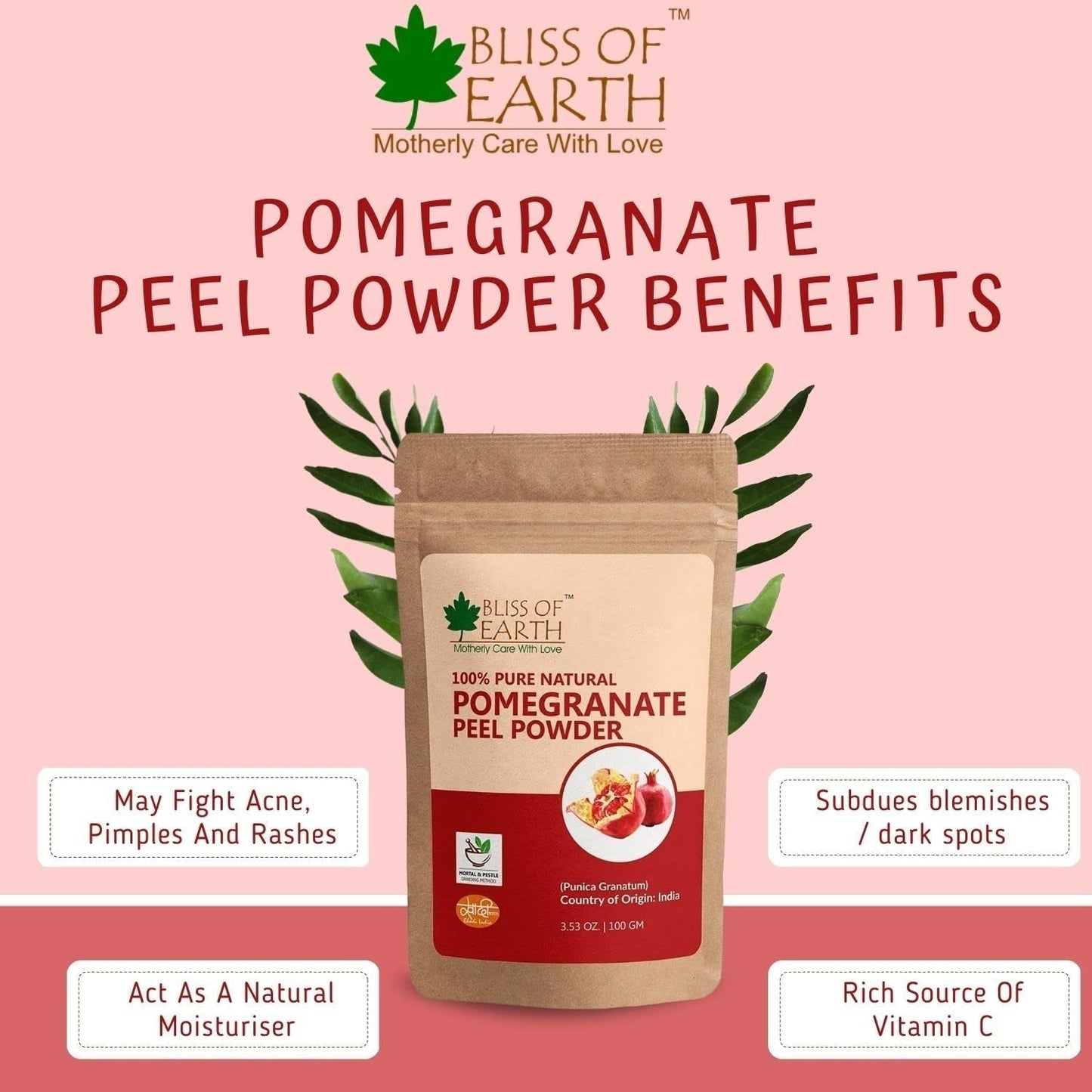 Bliss of Earth Certified Organic Pomegranate Peel Powder