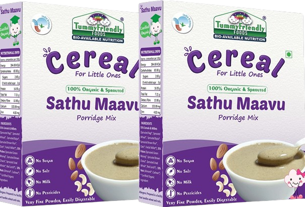 TummyFriendly Foods Organic Sprouted Sathu Maavu Porridge Mix ,Made of Sprouted Ragi, Whole Grains, Pulses & Nuts