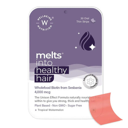 Wellbeing Nutrition Melts Healthy Hair Oral Thin Strips-Tropical Watermelon Flavor TrueCure