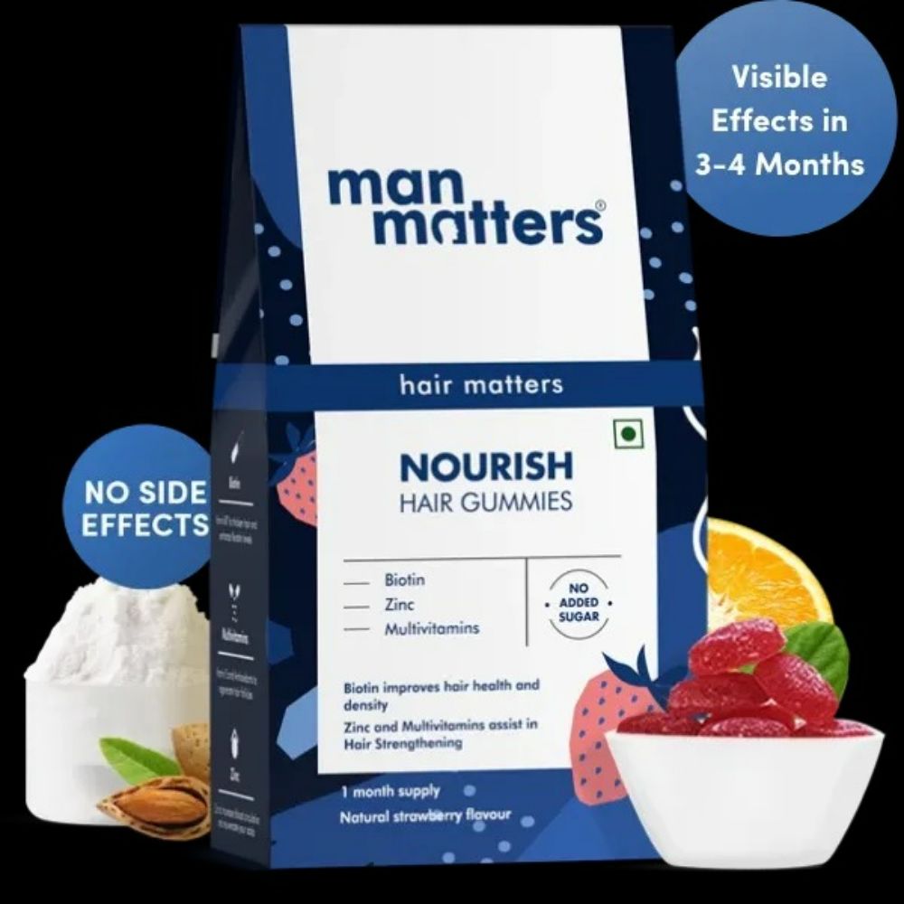 Man Matters Biotin Nourish Hair Gummies With Multivitamins (Sugar Free) - Strawberry Flavor