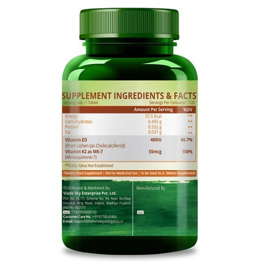 Himalayan Organics Plant Based D3 + K2 Capsules