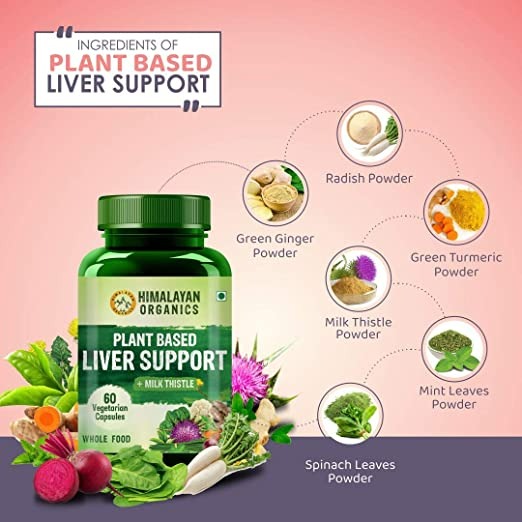 Himalayan Organics Plant Based Liver Support + Milk Thistle Vegetarian Capsules