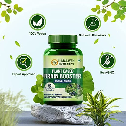 Himalayan Organics Plant-Based Brain Booster Supplement Capsules