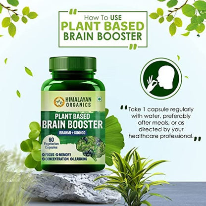 Himalayan Organics Plant-Based Brain Booster Supplement Capsules