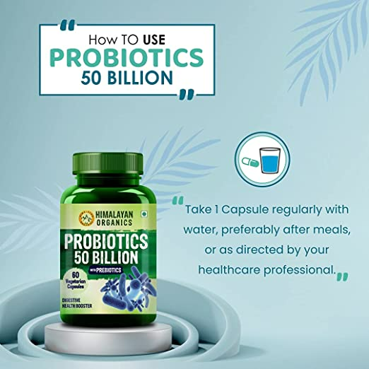 Himalayan Organics Probiotics Supplement 50 billion Prebiotics Capsules