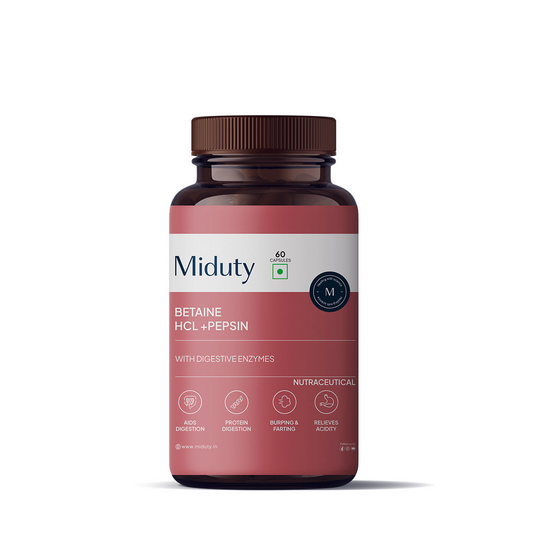 Miduty by Palak Notes Betaine HCL + Pepsin Capsules TrueCure