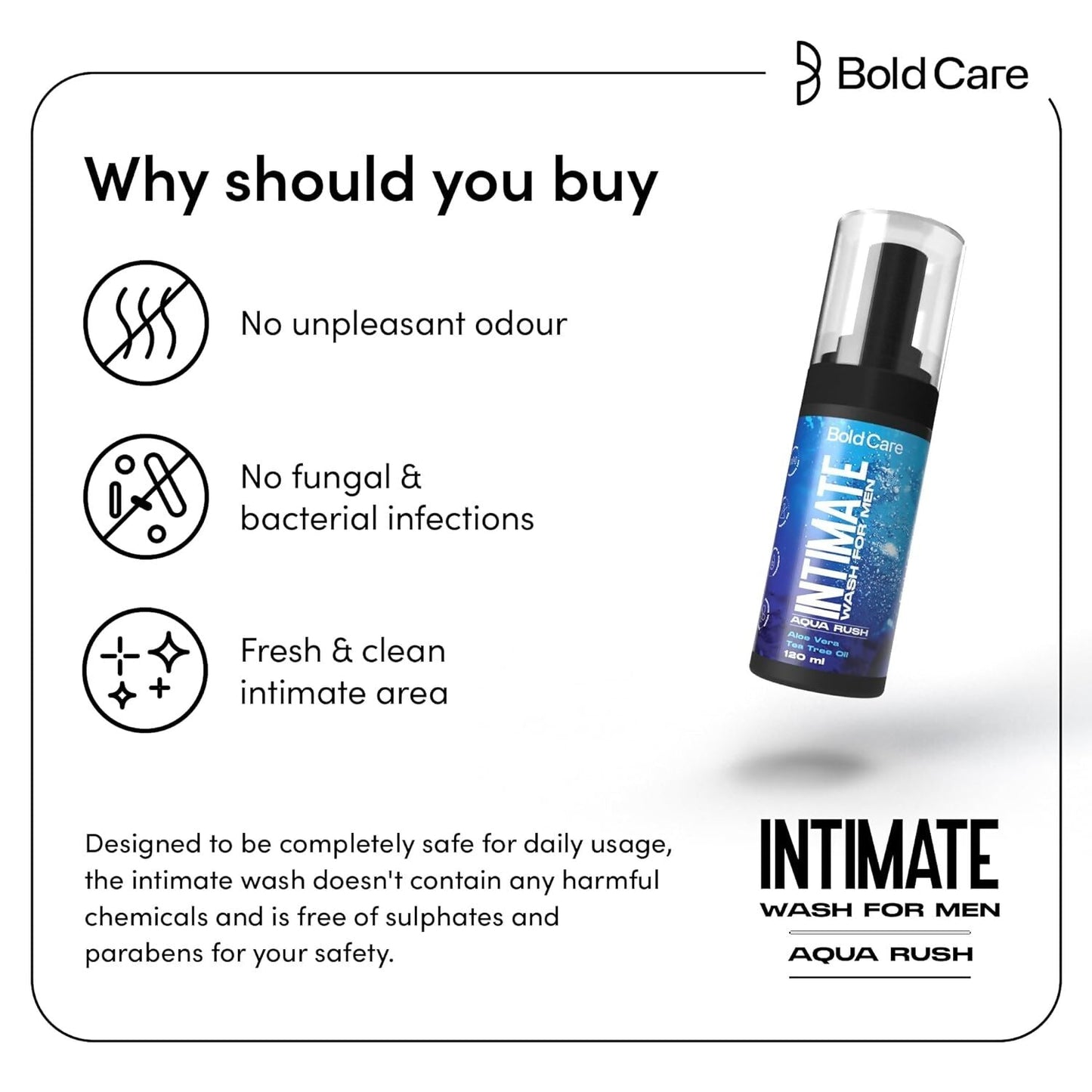 Bold Care Aqua Rush Intimate Wash for Men