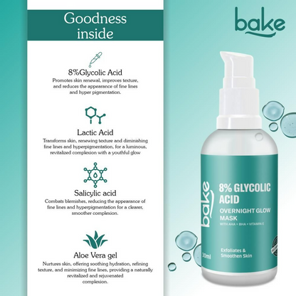 Bake 8% Glycolic Acid Overnight Glow Mask Serum