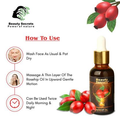 Beauty Secrets Certified Organic Rosehip Oil for Face and Body