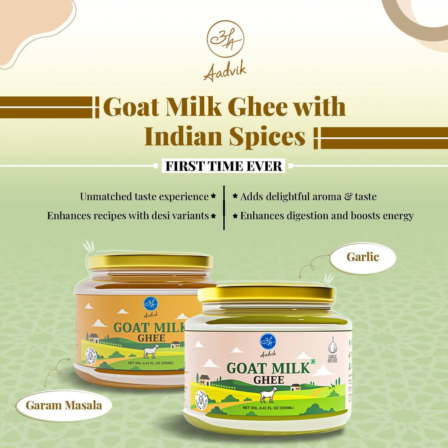 Aadvik A2 Goat Milk Ghee Infused with Garam Masala