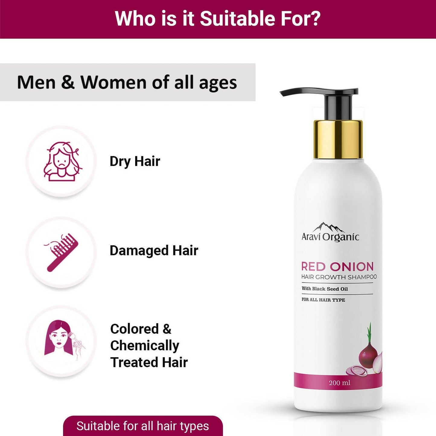 Aravi Organic Onion Hair Shampoo for Hair Growth and Hair Fall Control