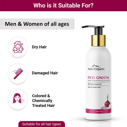 Aravi Organic Onion Hair Shampoo for Hair Growth and Hair Fall Control