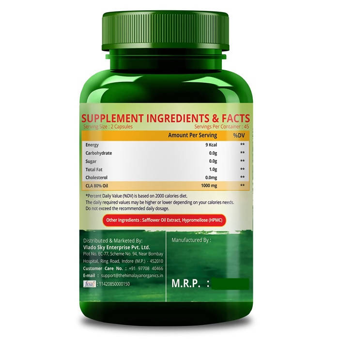 Himalayan Organics Plant Based CLA 1000 Healthy Weight Management Vegetarian Capsules