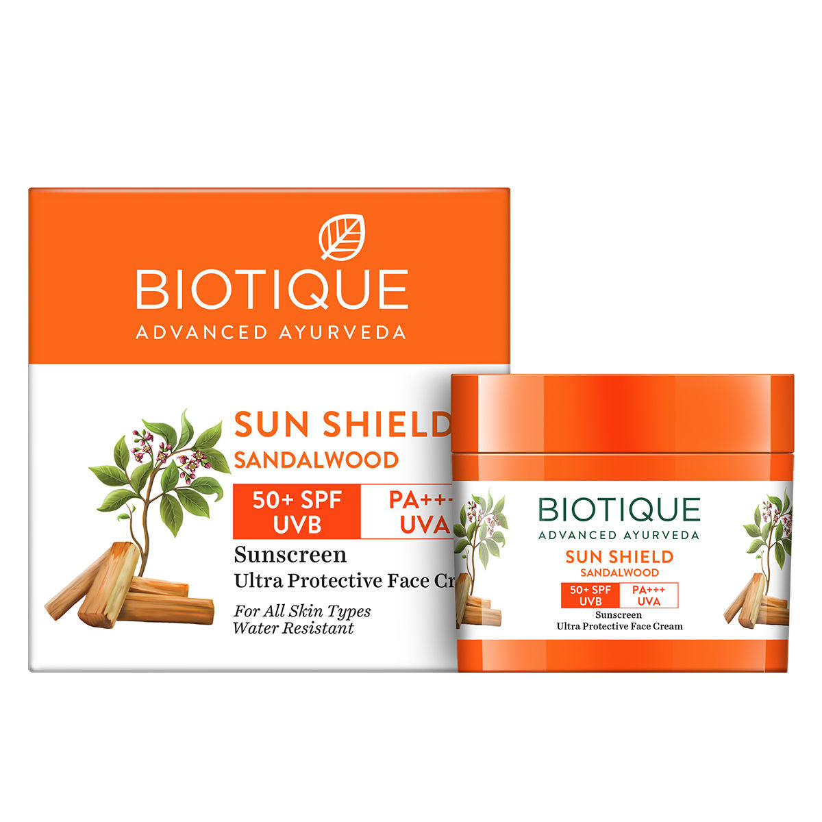 Biotique Advanced Ayurveda Sun Shield sandalwood 50+SPF UVB Sunscreen TrueCure