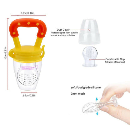 Goodmunchkins Stainless Steel Feeding Bottle, Food Feeder & Fruit Feeder Combo for Baby-(Blue-Yellow, 220ml)