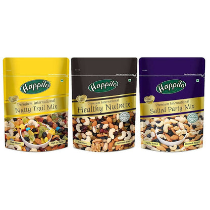 Happilo Premium Nuts & Dry Fruit Combo (Trail Mix, Nut Mix & Party Mix) TrueCure