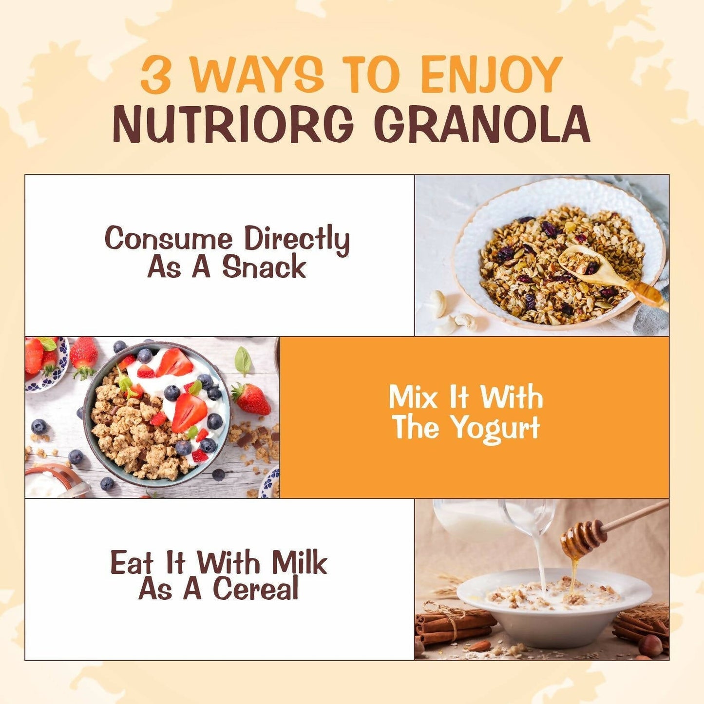 Nutriorg Crunchy Granola Walnut, Flaxseeds & Choco Chips Flavor