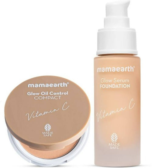 Mamaearth Glow Serum Foundation + Glow Oil Control Compact Combo Ivory Glow 