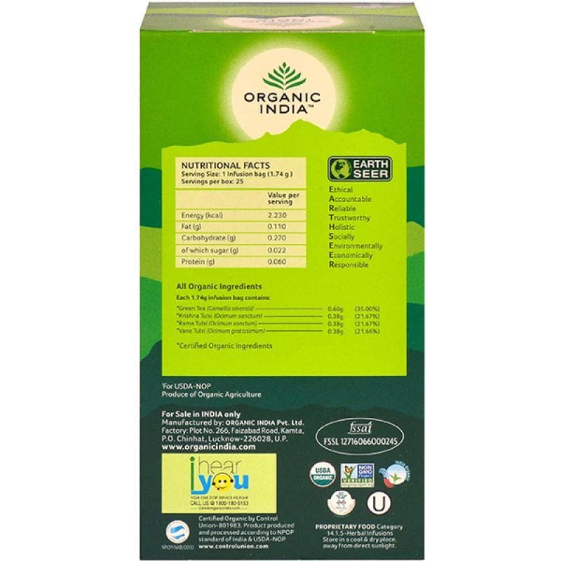 Organic India Tulsi Green Tea Classic 25 Tea bags