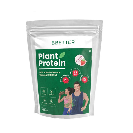 BBETTER Plant Protein Powder for Men & Women Strawberry Flavour TrueCure