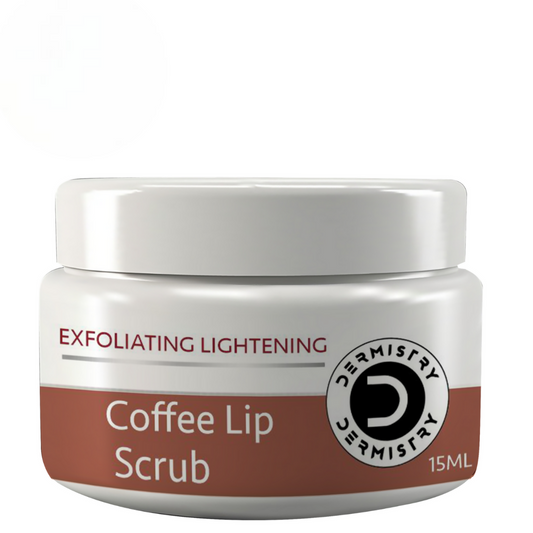 Dermistry Exfoliating Lightening Coffee & Sugar Lip Scrub for Dark Dry Chapped Lips & Pigmentation 