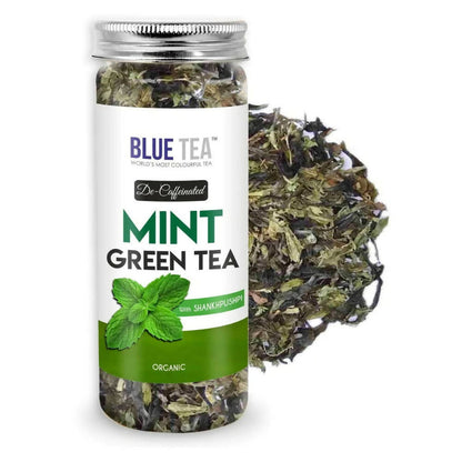 Blue Tea Organic Mint Green Tea with Shankhpushpi 