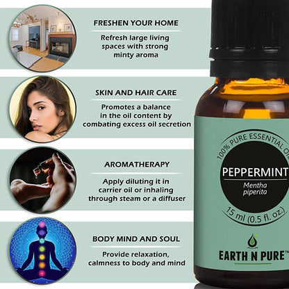 Earth N Pure Essential Oils (Rosemary, Eucalyptus, Tea Tree, Lemongrass, Peppermint & Lavender) - Drmedicart