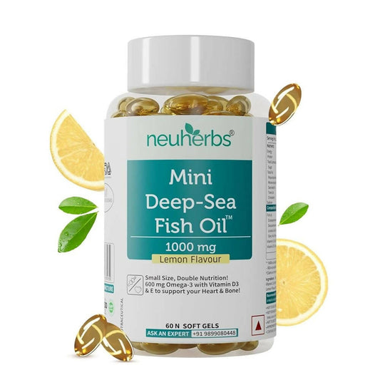 Neuherbs Mini Deep Sea Omega 3 Fish Oil 1000 mg Soft Gels Lemon Flavor TrueCure