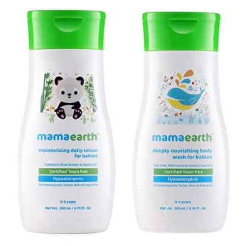 Mamaearth Daily Moisturizing Lotion & Mamaearth Deeply Nourishing Baby Wash For Babies