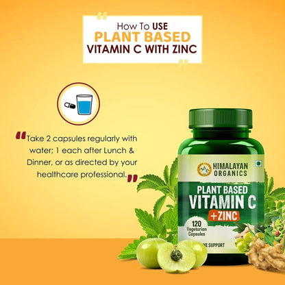 Himalayan Organics Plant Based Vitamin C + Zinc Double Immune Support Vegetarian Capsules