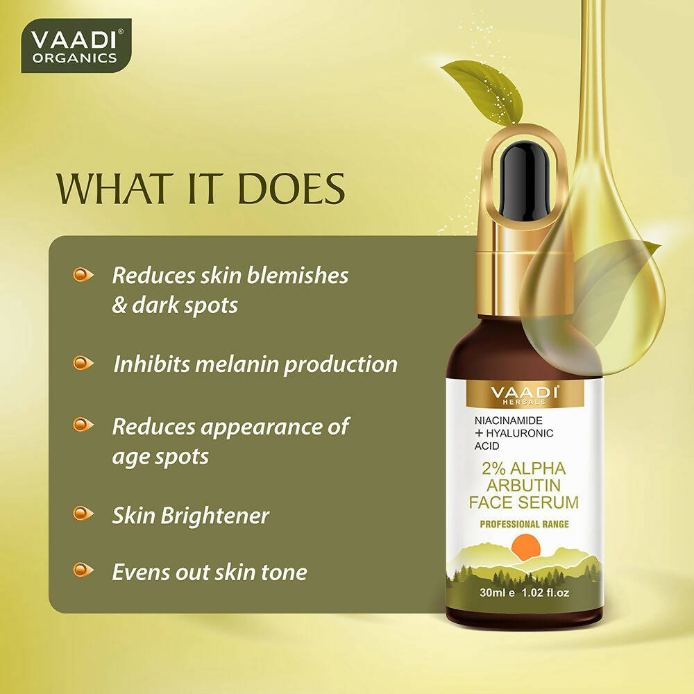 Vaadi Herbals 2% Alpha Arbutin Face Serum With Niacinamide & Hyaluronic Acid