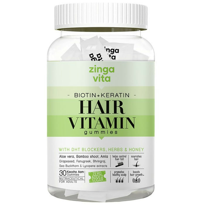 Zingavita Biotin + Keratin Hair Vitamin Kaccha Aam Gummies TrueCure