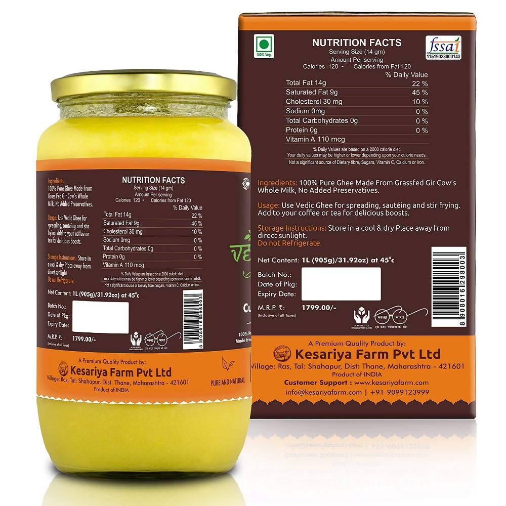 Vedic Ghee Gir Cow's Cultured A2 Ghee