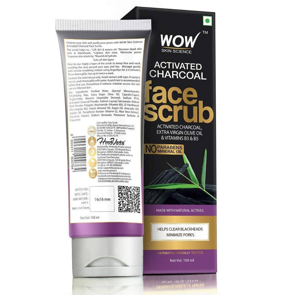 Wow Skin Science Activated Charcoal Face Scrub - Drmedicart