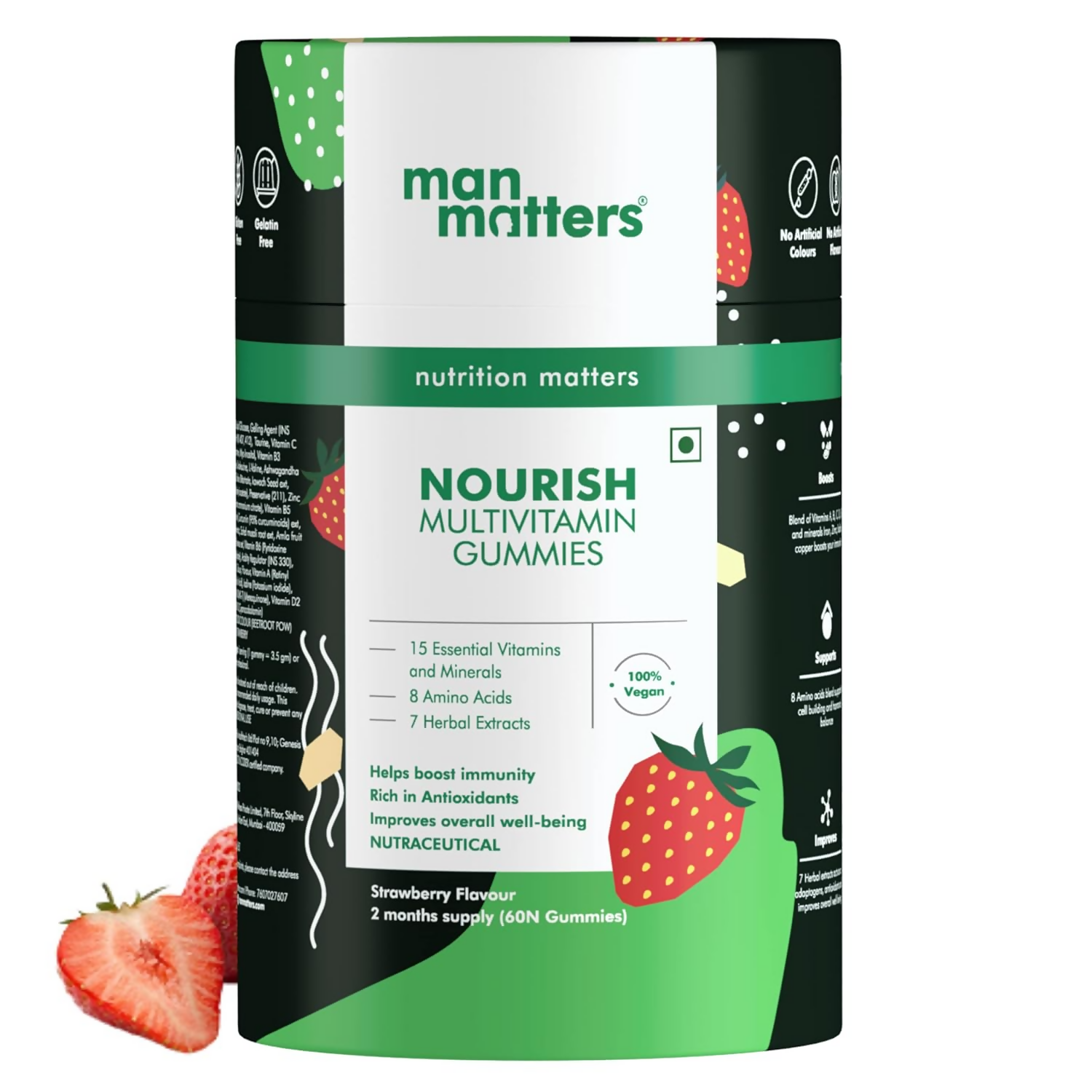 Man Matters Nourish Multivitamin Gummies Strawberry Flavour TrueCureN