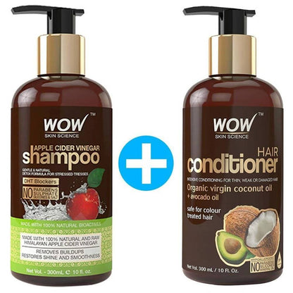 Wow Skin Science Apple Cider Vinegar Shampoo and Hair Conditioner Combo TrueCure