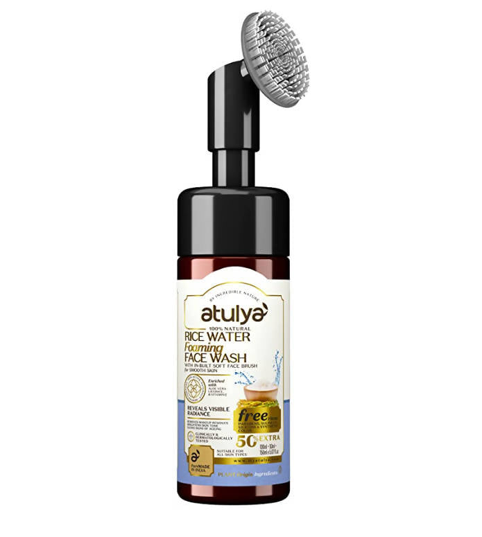 Atulya Rice Water Foaming Face Wash With In-Built Soft Face Brush 