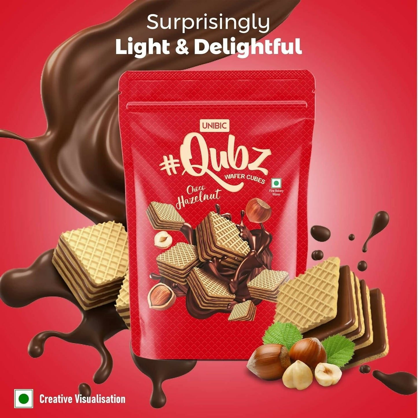 Unibic Qubz Wafer Biscuits Hazelnut Flavour