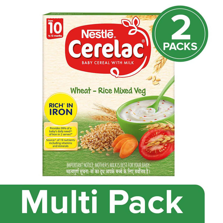 Nestle Cerelac Baby Cereal with Milk Wheat-Rice Mixed Veg, From 10-12 Months